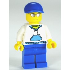 cty234 White Hoodie with Blue Pockets, Blue Legs, Blue Short Bill Cap 